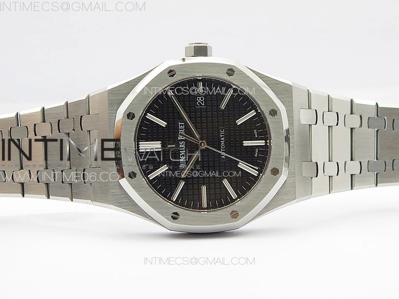 Royal Oak 41mm 15400 SS APSF 1:1 Best Edition Black Textured Dial on SS Bracelet A3120 Super Clone V3