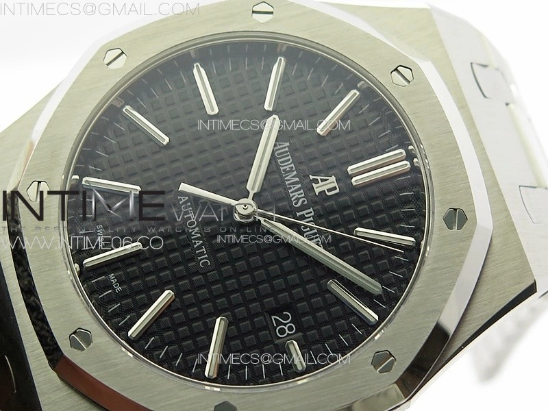 Royal Oak 41mm 15400 SS APSF 1:1 Best Edition Black Textured Dial on SS Bracelet A3120 Super Clone V3