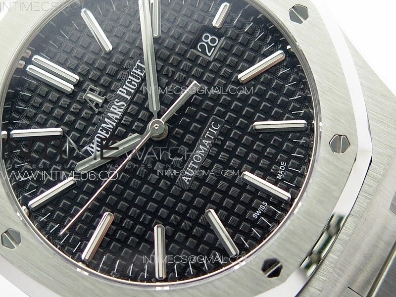 Royal Oak 41mm 15400 SS APSF 1:1 Best Edition Black Textured Dial on SS Bracelet A3120 Super Clone V3