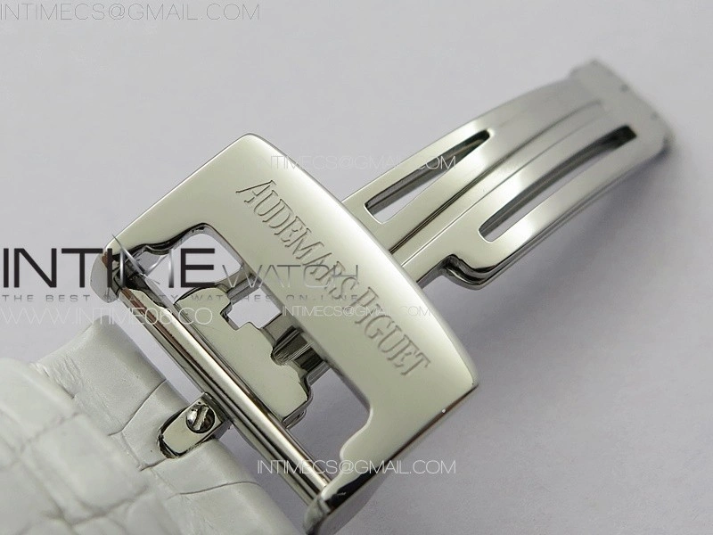 Lady Royal Oak 33mm 67620ST SS APSF 1:1 Best Edition White Textured Dial on White Leather Strap RONDA Quartz
