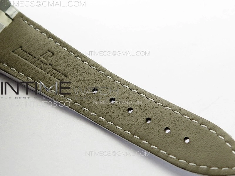 Lady Royal Oak 33mm 67620ST SS APSF 1:1 Best Edition White Textured Dial on White Leather Strap RONDA Quartz