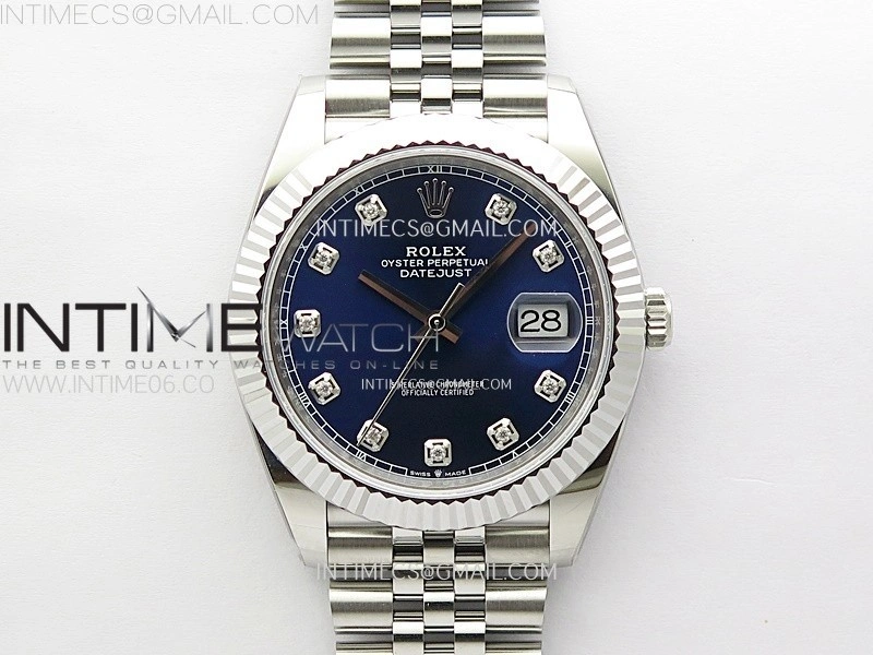 DateJust 41mm 126334 904 SS AR+F V2 1:1 Best Edition Blue Dial Diamonds Markers on Jubilee Bracelet DD3235