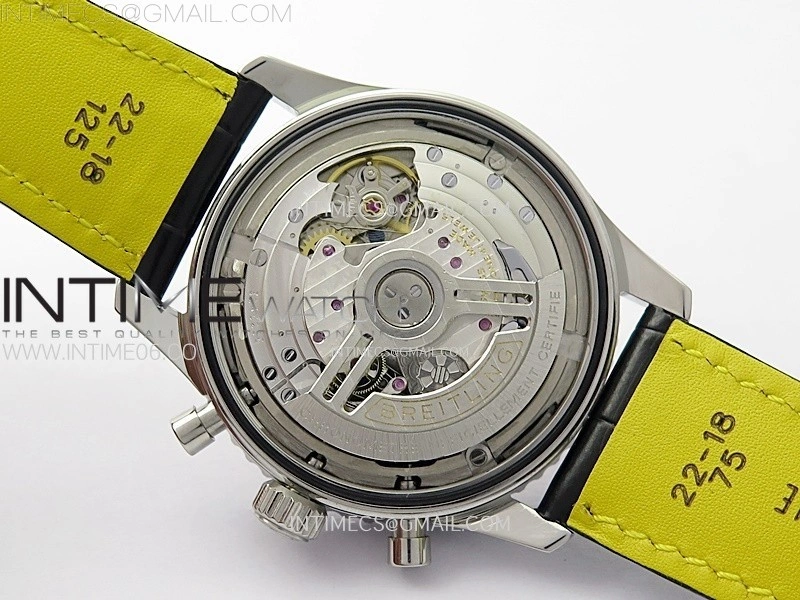 Navitimer B01 43mm SS BLSF 1:1 Best Edition Black Dial Silver Subdials On Black Leather Strap A7750