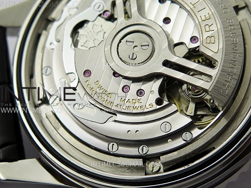 Navitimer B01 43mm SS BLSF 1:1 Best Edition Black Dial Silver Subdials On Black Leather Strap A7750