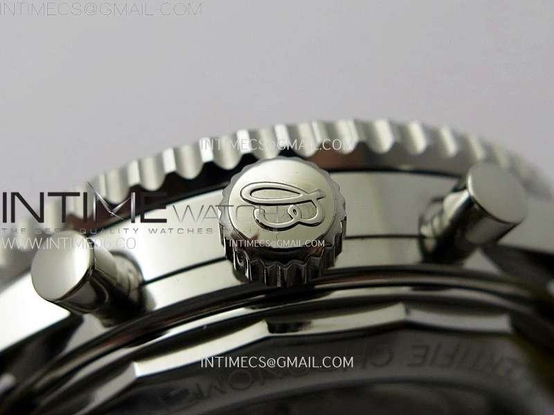 Navitimer B01 43mm SS BLSF 1:1 Best Edition Silver Dial Black Subdials On Black Leather Strap A7750