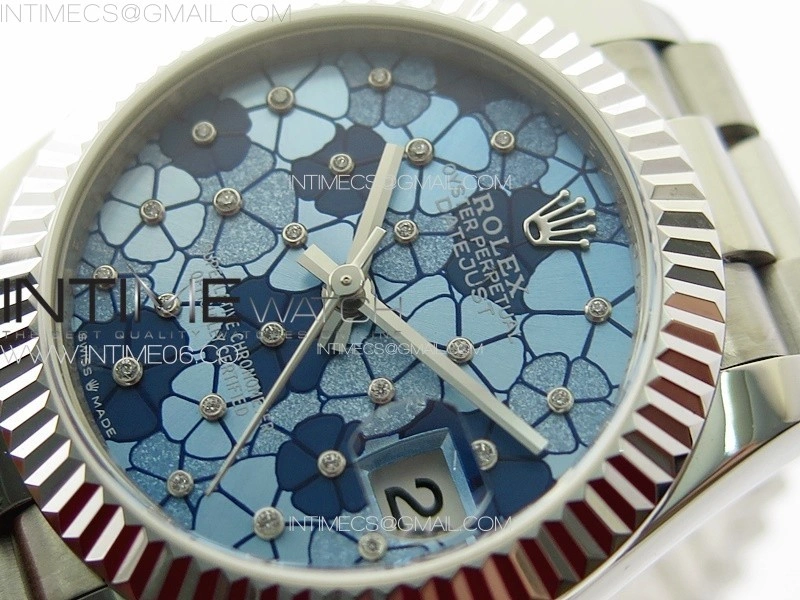 DateJust 31mm 278274 904L SS GMF Best Edition Blue Flowers Crystals Dial on 904L President Bracelet A2824