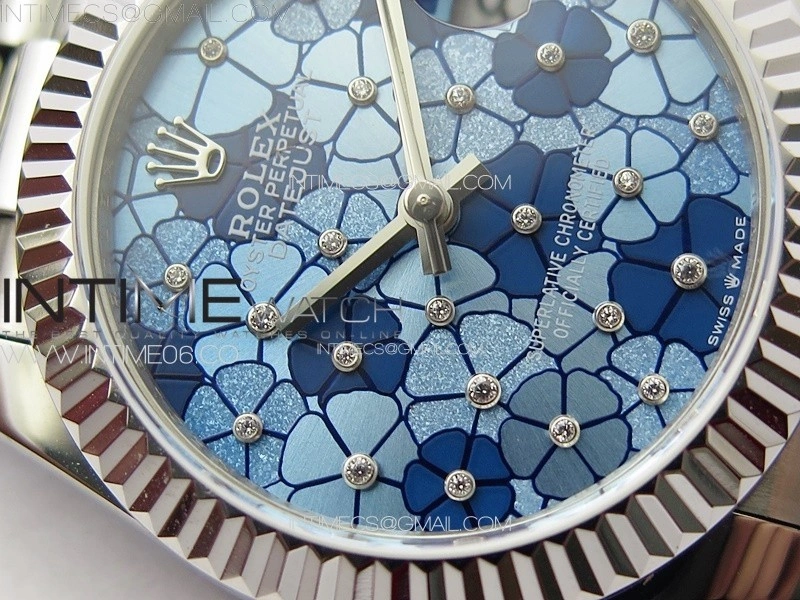 DateJust 31mm 278274 904L SS GMF Best Edition Blue Flowers Crystals Dial on 904L President Bracelet A2824