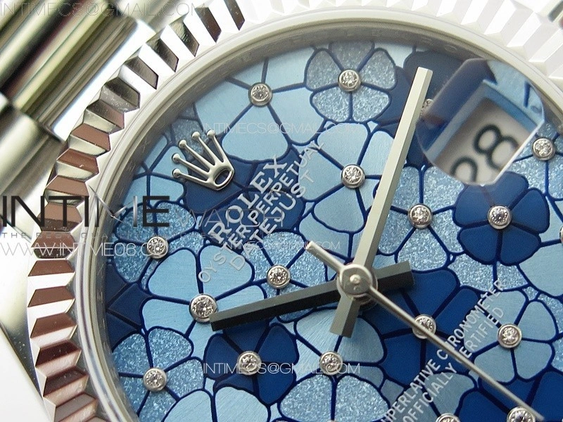 DateJust 31mm 278274 904L SS GMF Best Edition Blue Flowers Crystals Dial on 904L President Bracelet A2824