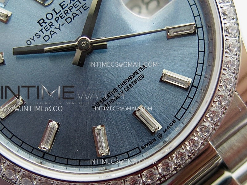 Day Date 128349 SS Gain Weight KF 1:1 Ice Blue Dial T Diamond Marker On President Bracelet A2836