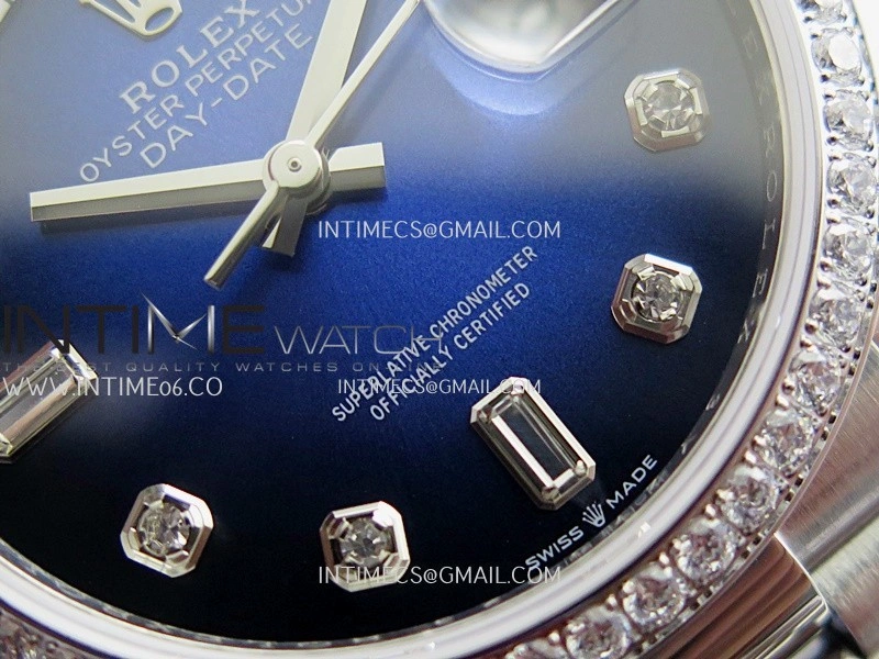 Day Date 128349 SS Gain Weight KF 1:1 Ombre Blue Dial Diamond Marker On President Bracelet A2836