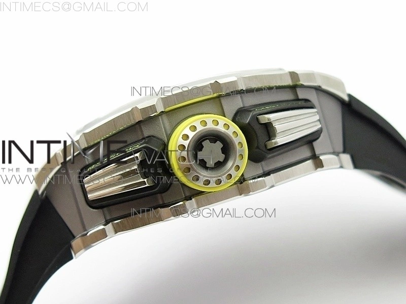 RM11-03 SS KVF 1:1 Best Edition Crystal Skeleton Dial on Black Racing Rubber Strap A7750