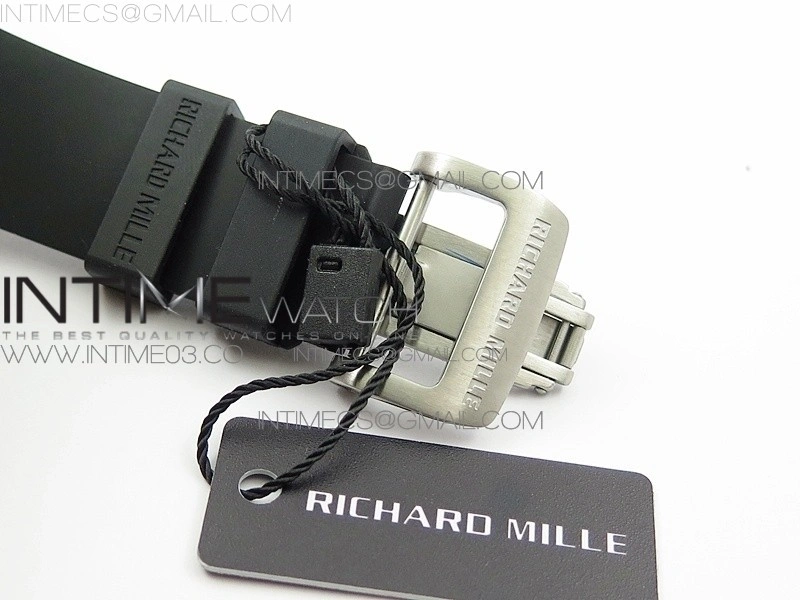 RM11-03 SS KVF 1:1 Best Edition Crystal Skeleton Dial on Black Racing Rubber Strap A7750