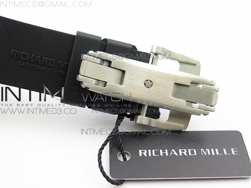RM11-03 SS KVF 1:1 Best Edition Crystal Skeleton Dial on Black Racing Rubber Strap A7750