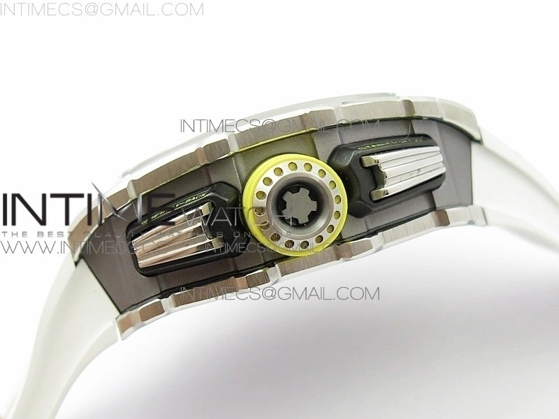 RM11-03 SS KVF 1:1 Best Edition Crystal Skeleton Dial on White Racing Rubber Strap A7750