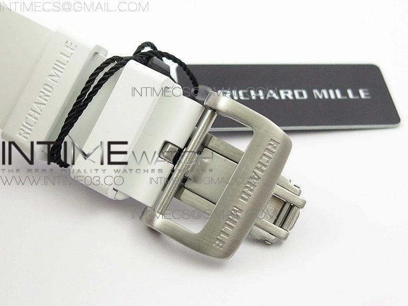 RM11-03 SS KVF 1:1 Best Edition Crystal Skeleton Dial on White Racing Rubber Strap A7750