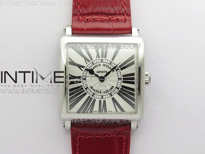 Master Square SS Ladies ZF 1:1 Best Edition White Roman Dial on Red Leather Strap Ronda Quartz