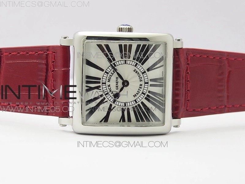 Master Square SS Ladies ZF 1:1 Best Edition White Roman Dial on Red Leather Strap Ronda Quartz