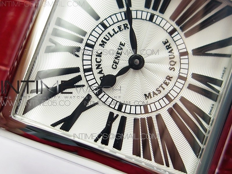 Master Square SS Ladies ZF 1:1 Best Edition White Roman Dial on Red Leather Strap Ronda Quartz