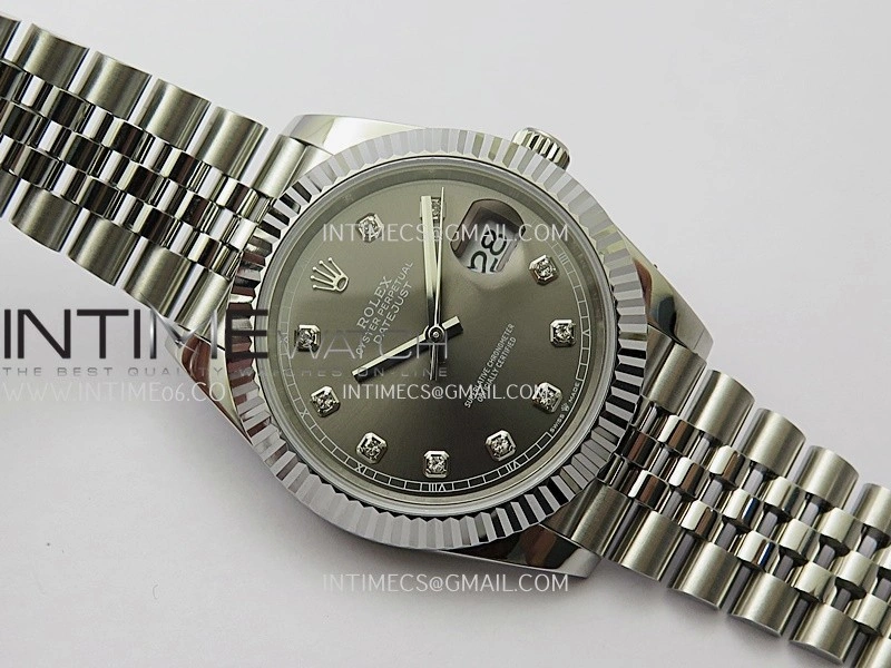 DateJust 41mm 126334 904 SS QF V2 1:1 Best Edition Rhodium Dial Diamond Marker On Jubilee Bracelet SH3235
