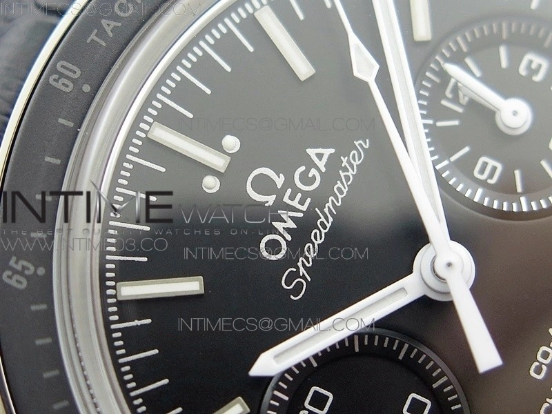 SpeedMaster MoonWatch SS V2 OMF 1:1 Best Edition Black Dial White Handset on Black Leather Strap A9300
