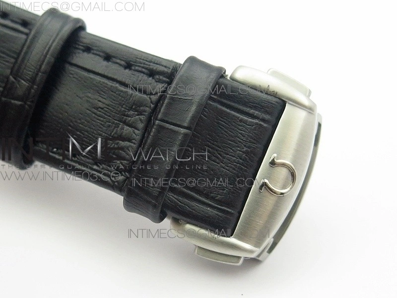 SpeedMaster MoonWatch SS V2 OMF 1:1 Best Edition Black Dial White Handset on Black Leather Strap A9300