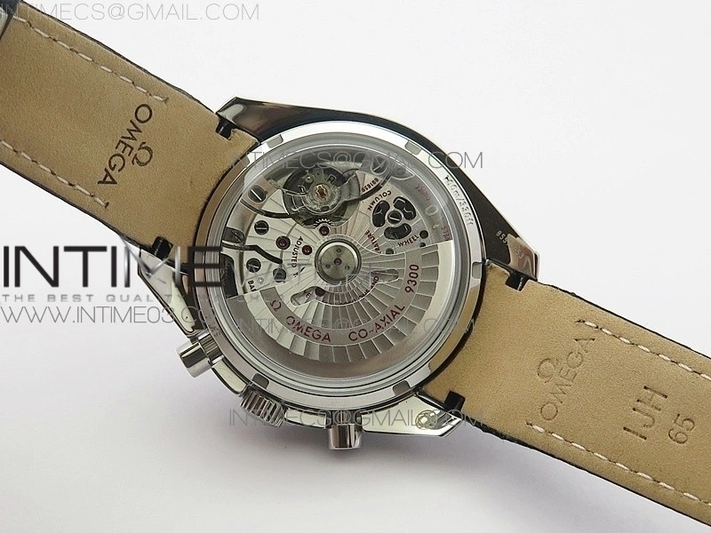 SpeedMaster MoonWatch SS V2 OMF 1:1 Best Edition Black Dial White Handset on Black Leather Strap A9300