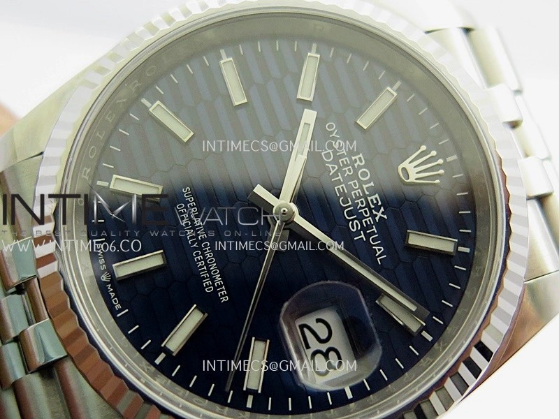 DateJust 36mm 126234 904L SS VF 1:1 Best Edition Blue Fluted Dial Stick Markers On Jubilee Bracelet DD3235
