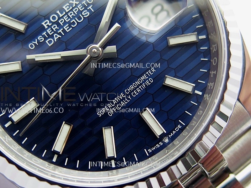DateJust 36mm 126234 904L SS VF 1:1 Best Edition Blue Fluted Dial Stick Markers On Jubilee Bracelet DD3235