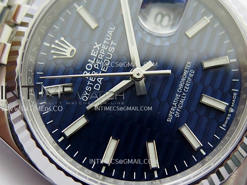 DateJust 36mm 126234 904L SS VF 1:1 Best Edition Blue Fluted Dial Stick Markers On Jubilee Bracelet DD3235