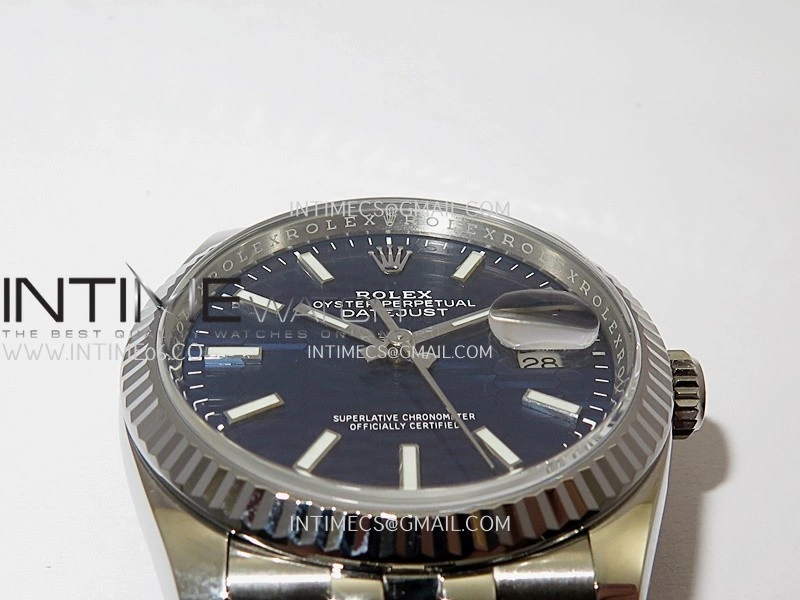 DateJust 36mm 126234 904L SS VF 1:1 Best Edition Blue Fluted Dial Stick Markers On Jubilee Bracelet DD3235