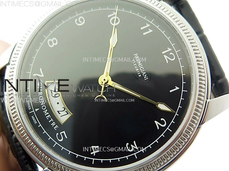 Tonda pf SS VRF Best Eidtion Black Dial Yellow Gold Handset on Black Leather Strap PF331