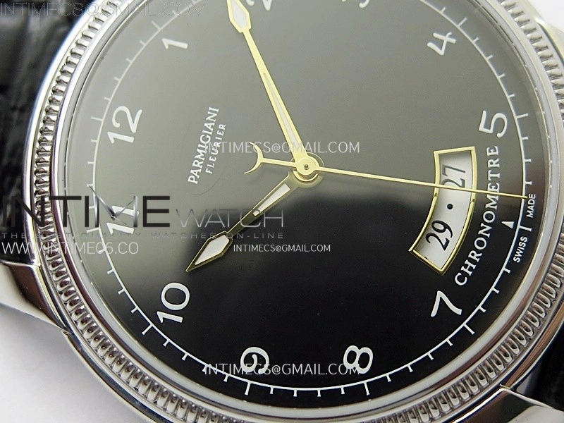 Tonda pf SS VRF Best Eidtion Black Dial Yellow Gold Handset on Black Leather Strap PF331