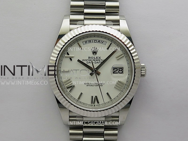 Day Date 228239 40mm 904L SS VSF 1:1 Best Edition White Dial Roman Markers On SS President Bracelet DD3255