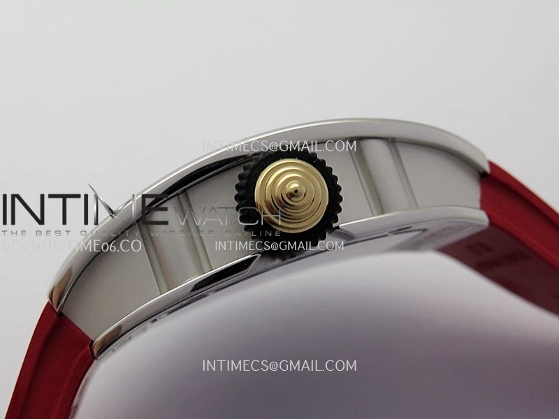 RM07 Paved Diamonds Bezel SS ZF Best Edition Diamonds Skeleton Dial On Red Rubber Strap Asian CRMA2 Clone