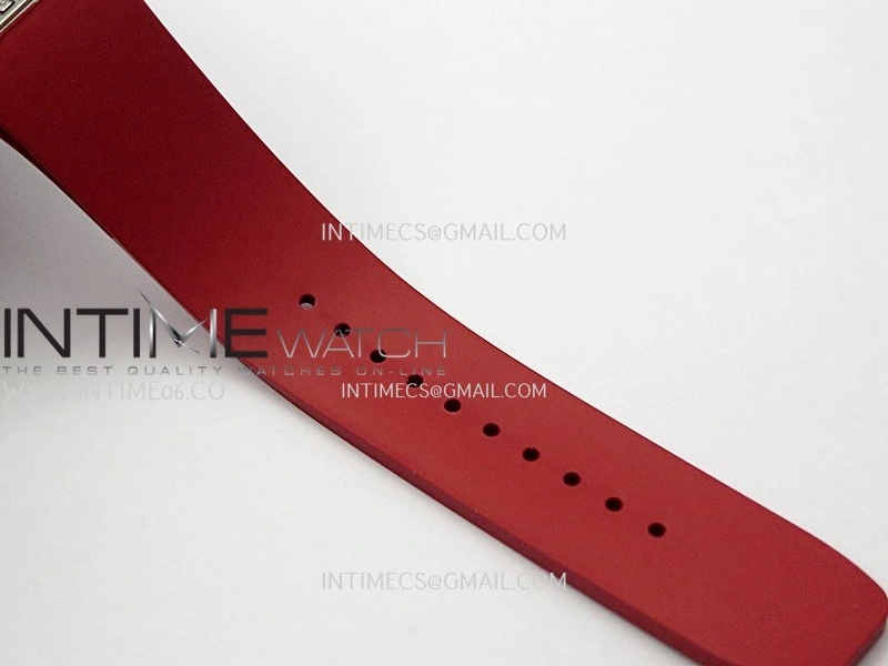 RM07 Paved Diamonds Bezel SS ZF Best Edition Diamonds Skeleton Dial On Red Rubber Strap Asian CRMA2 Clone
