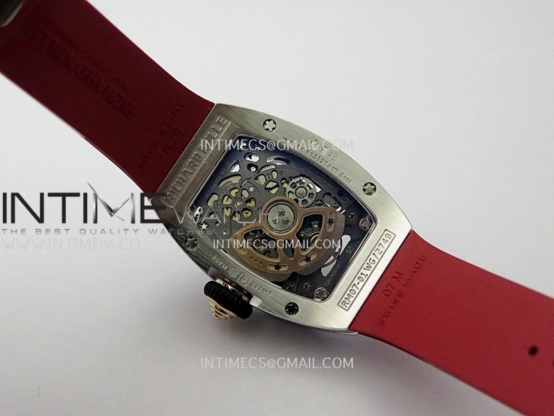 RM07 Paved Diamonds Bezel SS ZF Best Edition Diamonds Skeleton Dial On Red Rubber Strap Asian CRMA2 Clone