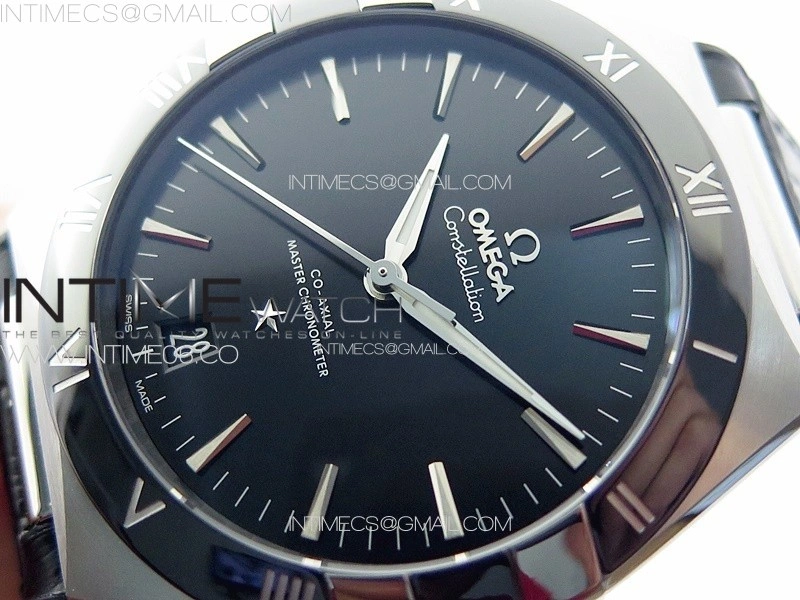 Constellation 41mm SS Black Ceramic Bezel VSF 1:1 Best Edition Black Dial on Black Gummy Strap A8900