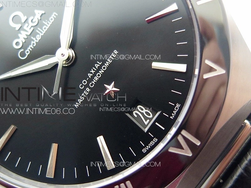 Constellation 41mm SS Black Ceramic Bezel VSF 1:1 Best Edition Black Dial on Black Gummy Strap A8900