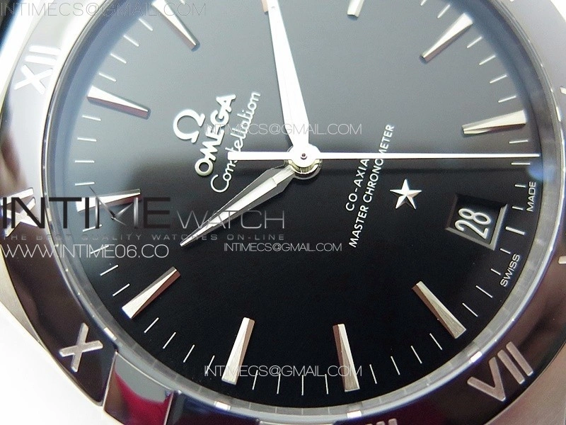 Constellation 41mm SS Black Ceramic Bezel VSF 1:1 Best Edition Black Dial on Black Gummy Strap A8900