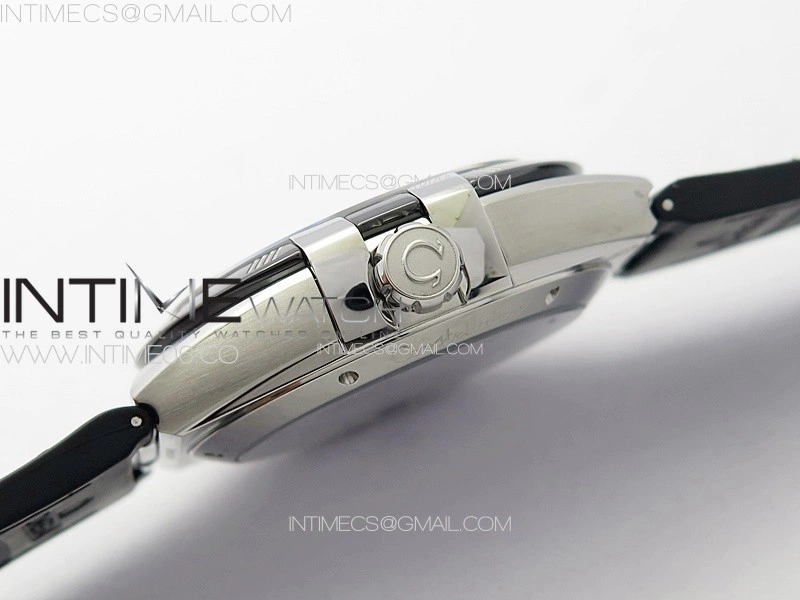 Constellation 41mm SS Black Ceramic Bezel VSF 1:1 Best Edition Black Dial on Black Gummy Strap A8900