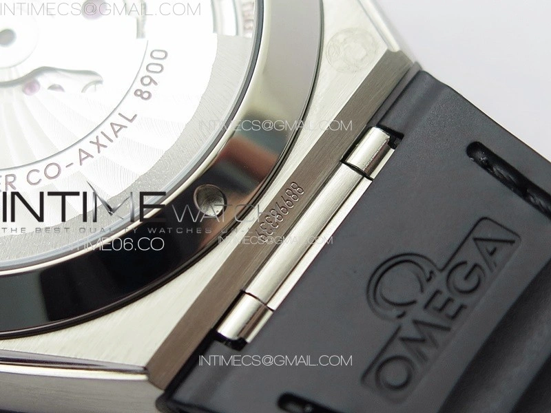 Constellation 41mm SS Black Ceramic Bezel VSF 1:1 Best Edition Black Dial on Black Gummy Strap A8900