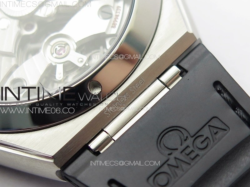 Constellation 41mm SS Black Ceramic Bezel VSF 1:1 Best Edition Black Dial on Black Gummy Strap A8900