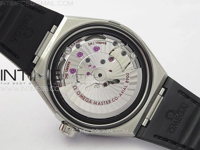 Constellation 41mm SS Black Ceramic Bezel VSF 1:1 Best Edition Black Dial on Black Gummy Strap A8900