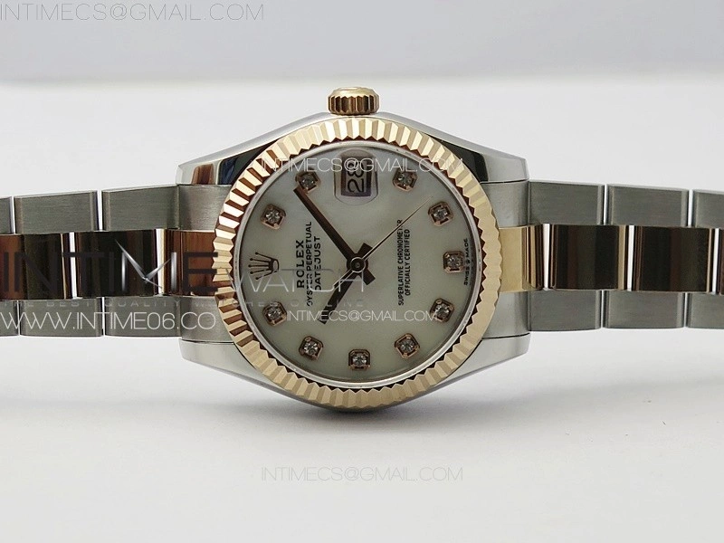 DateJust 31mm 72610 SS RG APSF Best Edition White MOP Dial Crystals Markers on Oyster Bracelet A2824