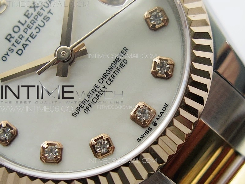 DateJust 31mm 72610 SS RG APSF Best Edition White MOP Dial Crystals Markers on Oyster Bracelet A2824
