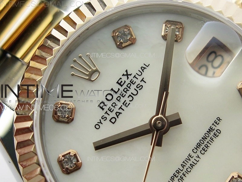 DateJust 31mm 72610 SS RG APSF Best Edition White MOP Dial Crystals Markers on Oyster Bracelet A2824