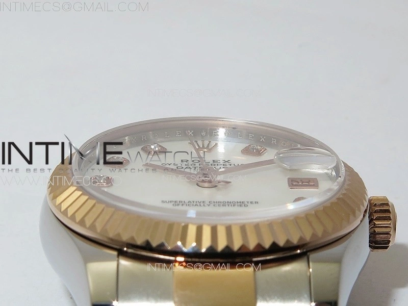 DateJust 31mm 72610 SS RG APSF Best Edition White MOP Dial Crystals Markers on Oyster Bracelet A2824
