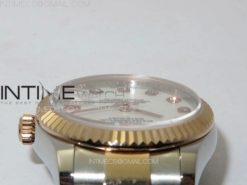 DateJust 31mm 72610 SS RG APSF Best Edition White MOP Dial Crystals Markers on Oyster Bracelet A2824
