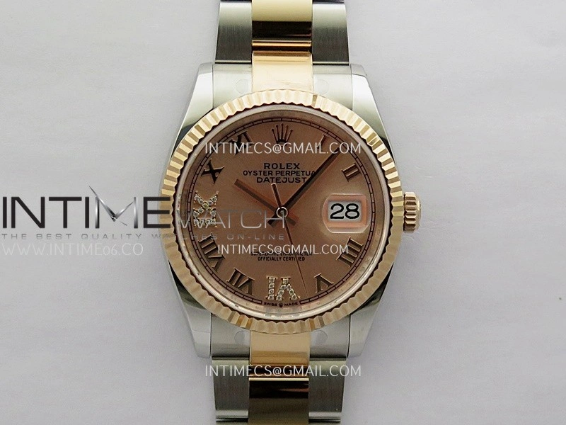 DateJust 126233 36mm 904L SS RG AR+F 1:1 Best Edition RG Dial Roman Diamond Marker On Oyster Bracelet DD3235
