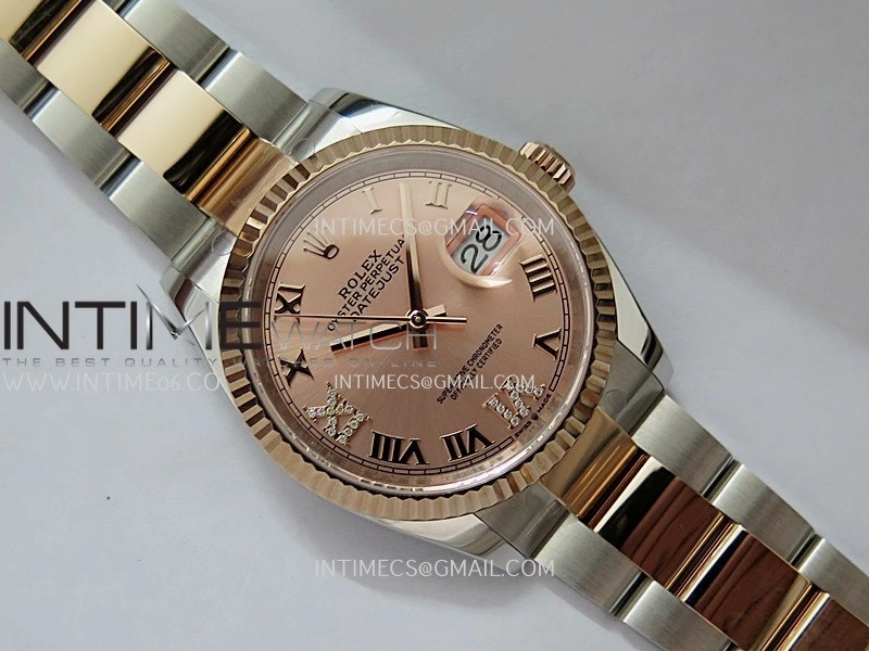 DateJust 126233 36mm 904L SS RG AR+F 1:1 Best Edition RG Dial Roman Diamond Marker On Oyster Bracelet DD3235